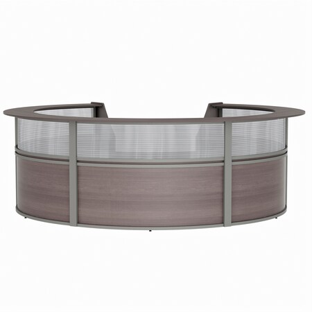 Linea Italia Reception Desk 11.1 ft D X 46 in H, 11.8 ft W X Thermofused Laminate, Mocha, Clear ZUT319